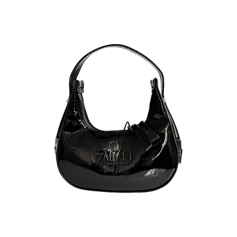 Small Crescent Moon Shaped Bag – Glossy Eco-Friendly Leather – Bild 2