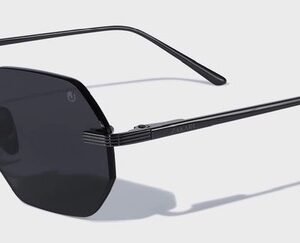 black frameless geometric sunglasses