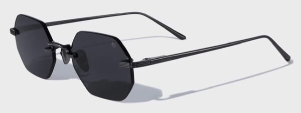 black frameless geometric sunglasses