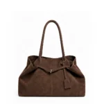 Dark Brown Suede Texture Tote Bag – Large Elegant Everyday Bag