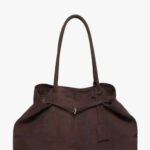 Dark Brown Suede Texture Tote Bag – Large Elegant Everyday Bag
